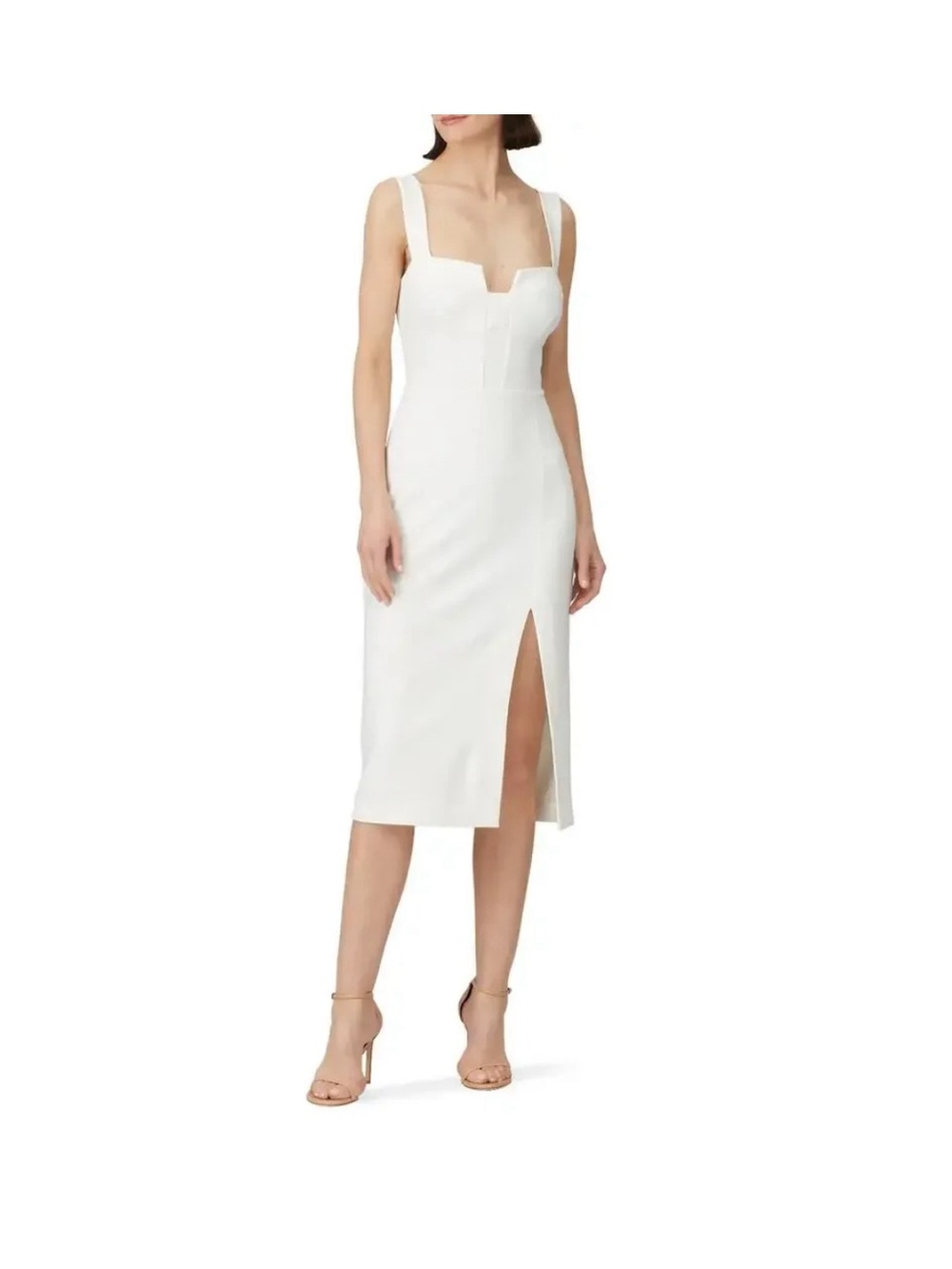 FINDER KEEPERS Luna Sheath Midi Dress in Off White